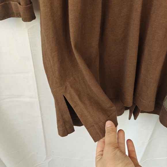 VTG Rare Blue Fish Hand Painted Cotton Brown Button Up Jacket Size 2 Women's - Picture 10 of 15